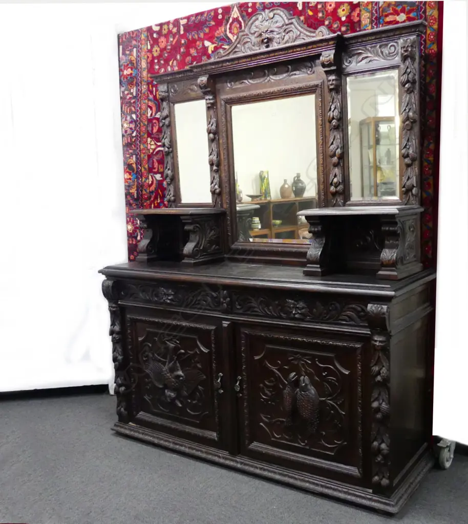 A substantial Victorian oak sideboard Image 1++