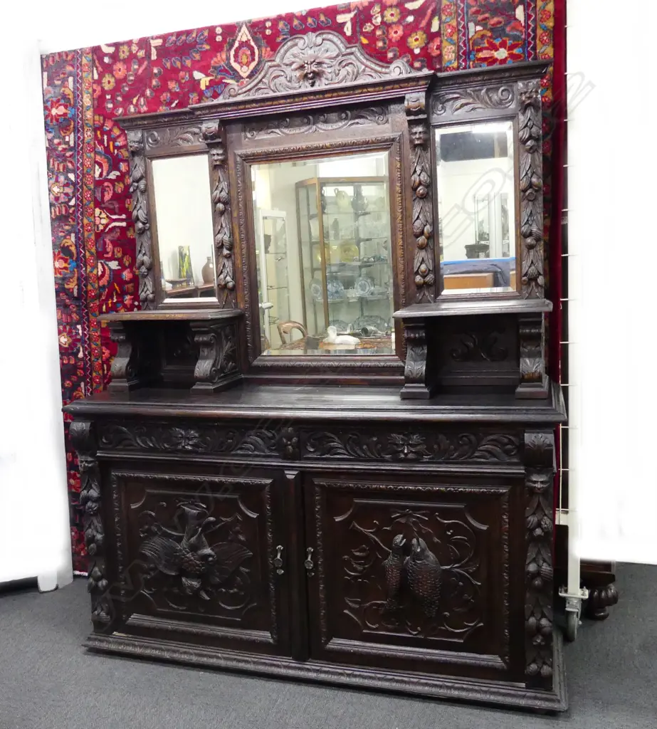 A substantial Victorian oak sideboard Image 1++