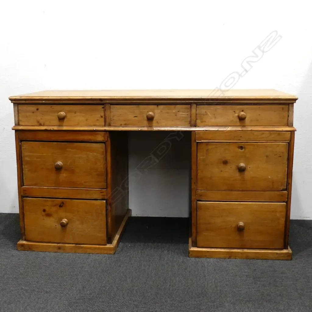 A Victorian pine double pedestal desk Image 1++
