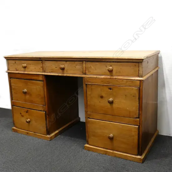 A Victorian pine double pedestal desk