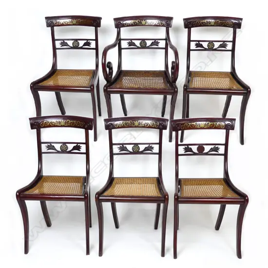 A set of six Regency rosewood dining chairs