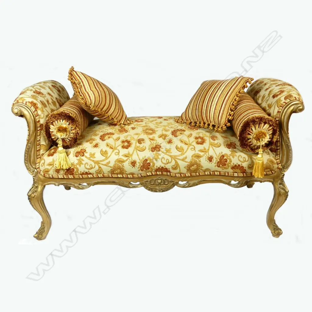 An ornate scrolling double-ended ottoman Image 1++