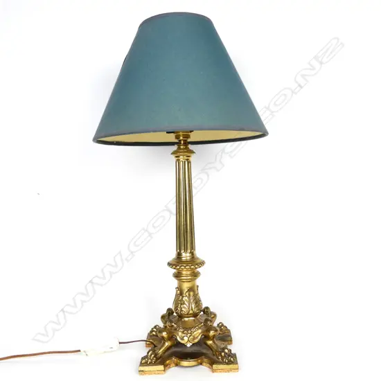 A vintage gilt brass classical table lamp