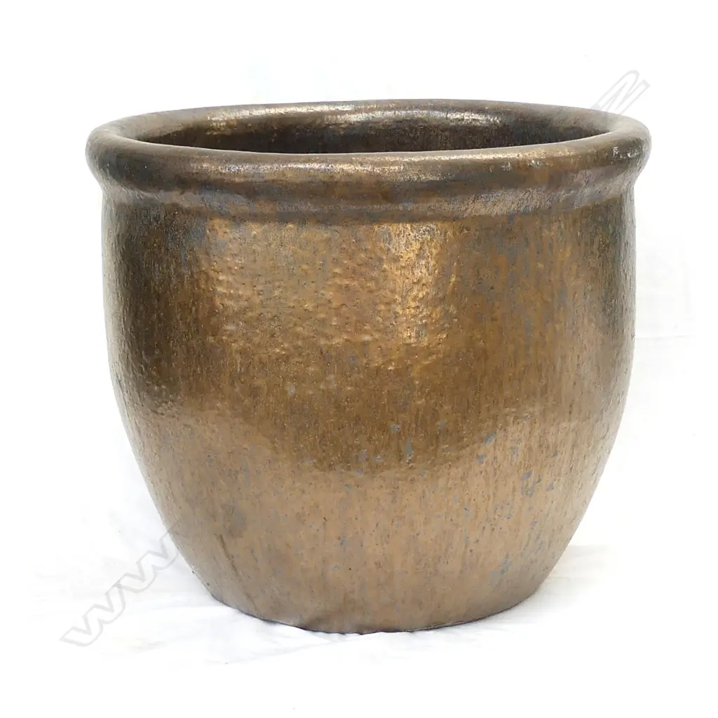 A large lustrous gold glazed garden pot Image 1++