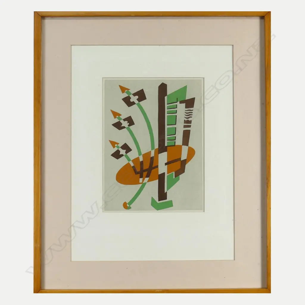 A 1920s colour lithograph in the manner of Russian Suprematism Image 1++