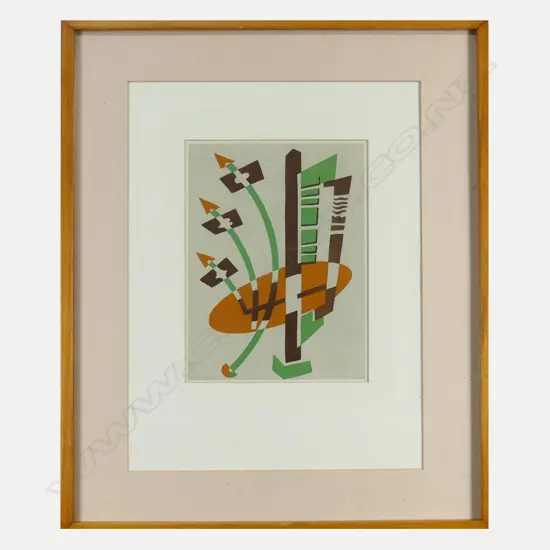 A 1920s colour lithograph in the manner of Russian Suprematism