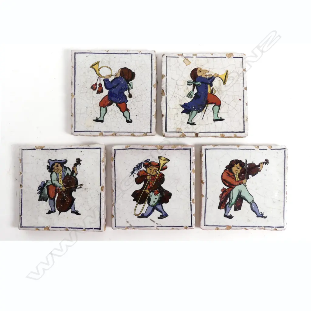 Five old Dutch Delft tiles Image 1++