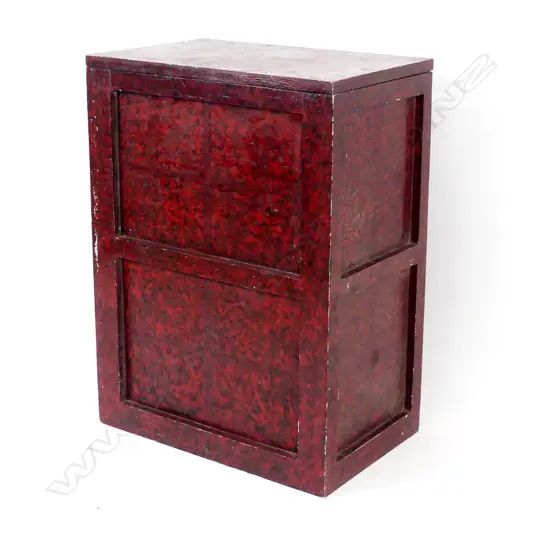 A vintage tall hinged lidded storage box