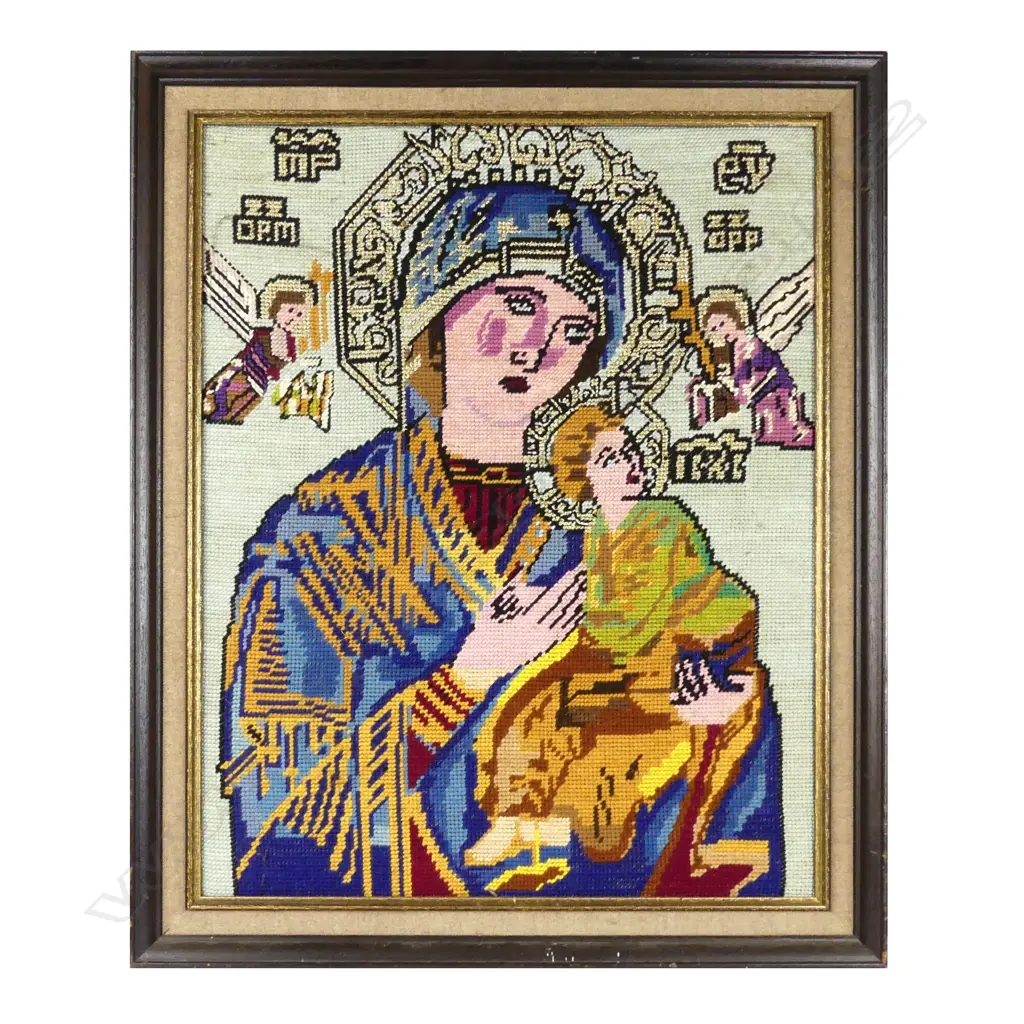 A vintage hand embroidered copy of a Russian icon Image 1++