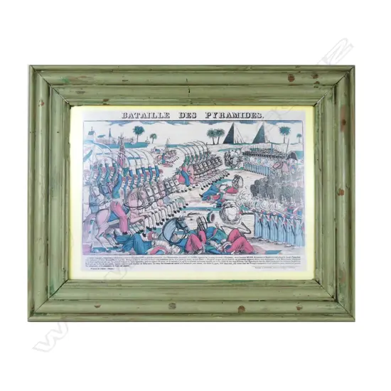 A reprint of the battle scene prints 'Bataille des Pryamides'