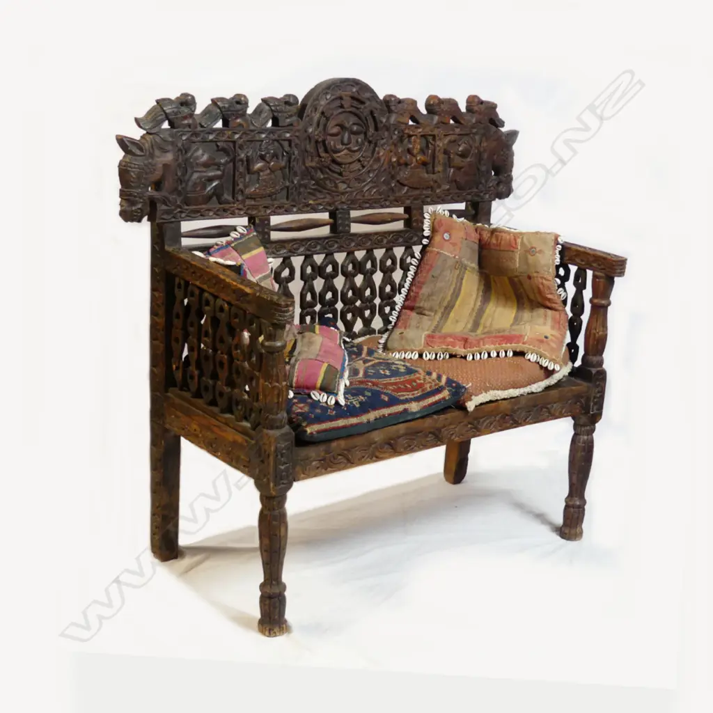 A decorative old Rajasthan hardwood settle Image 1++