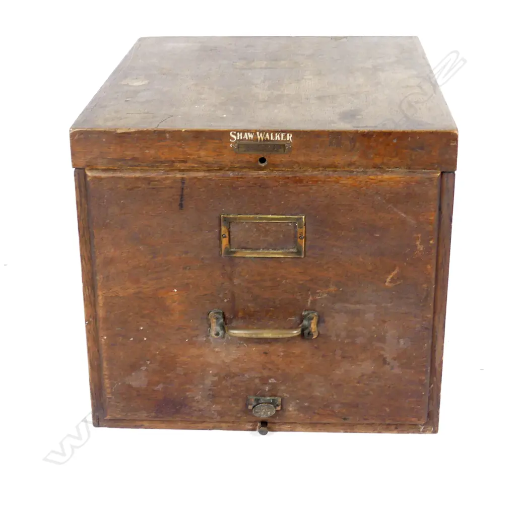 An early 20thC oak 'Show Walker' single drawer filing cabinet Image 1++