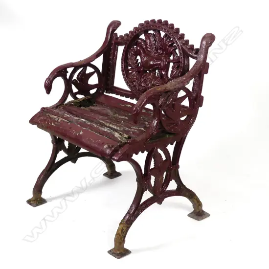 A Victorian cast iron outdoor garden seat