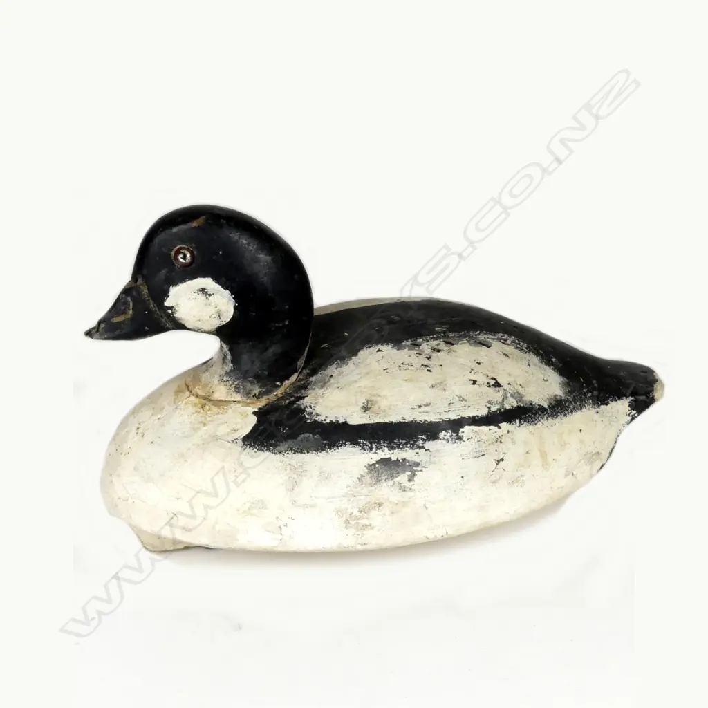 A c.1940 12’ Whistler Golden Eye wooden decoy duck Image 1++