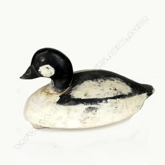 A c.1940 12’ Whistler Golden Eye wooden decoy duck