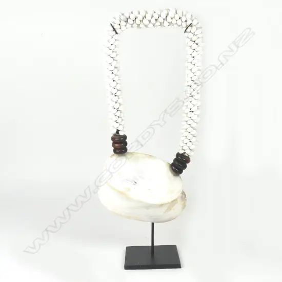 A Pacific mother of pearl and shell lei