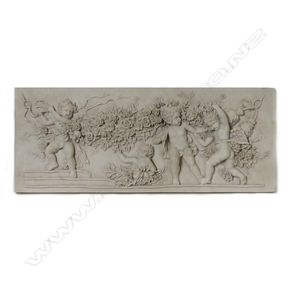 A Baroque inspired reconstituted bas-relief marble plaque Image 1++