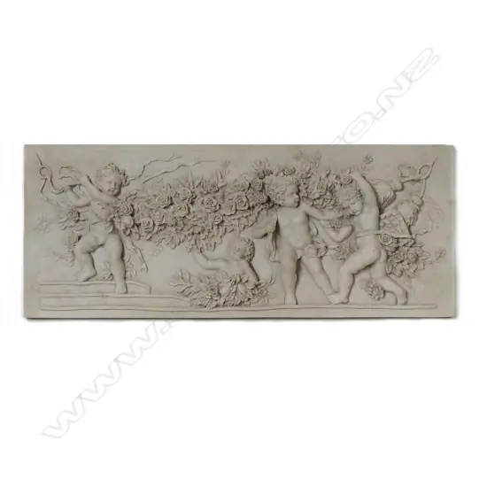 A Baroque inspired reconstituted bas-relief marble plaque