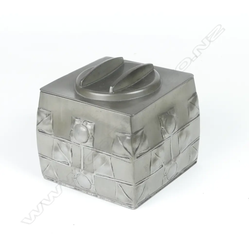 An Archibald Knox designed ‘English Pewter' biscuit box Image 1++