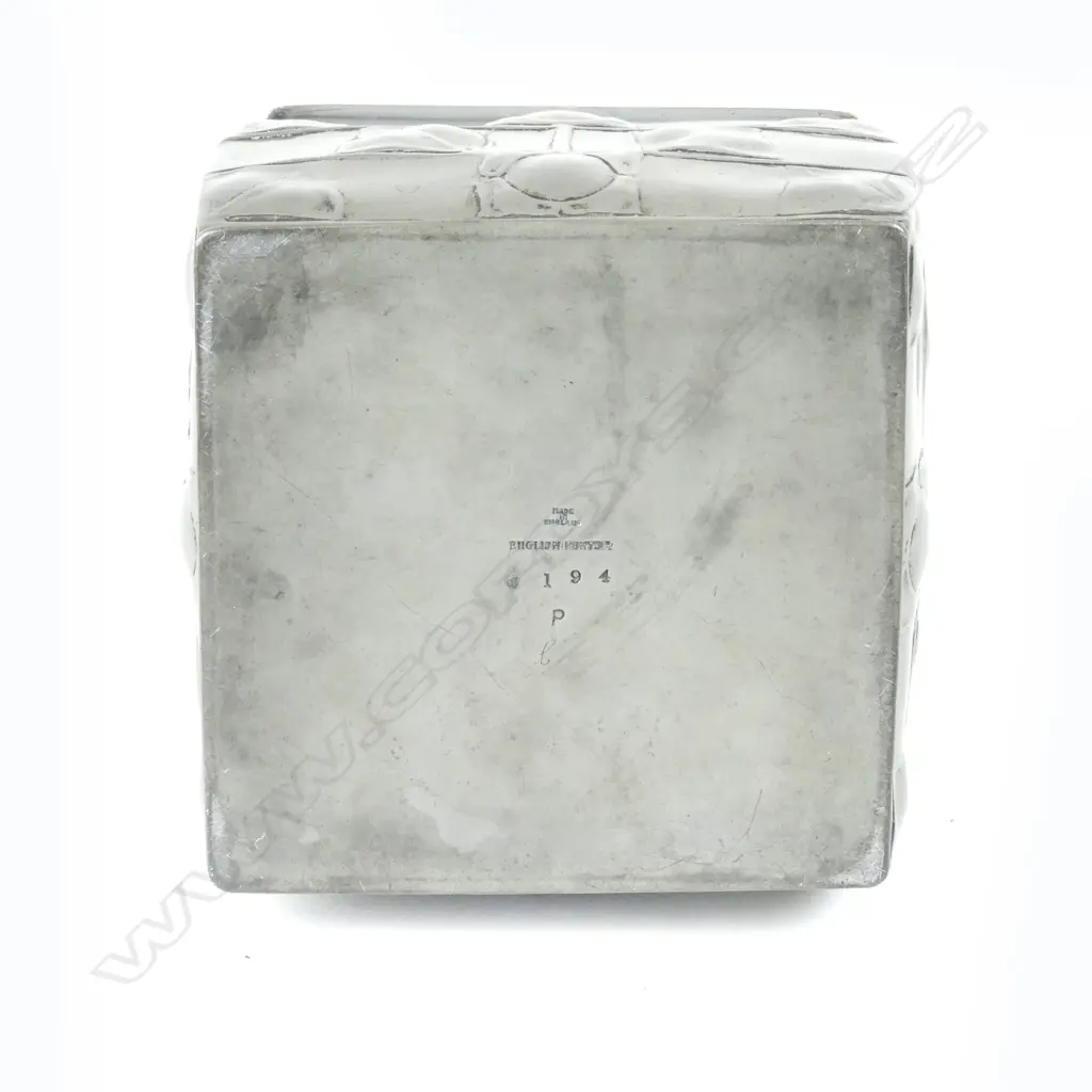 An Archibald Knox designed ‘English Pewter' biscuit box Image 1++