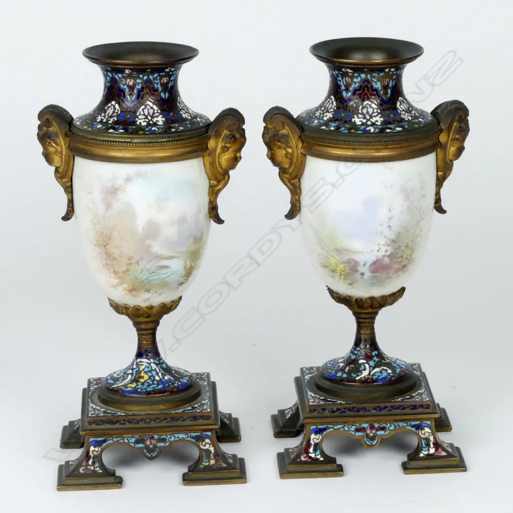 A pair of 19thC French Sèvres style urn vases Image 1++