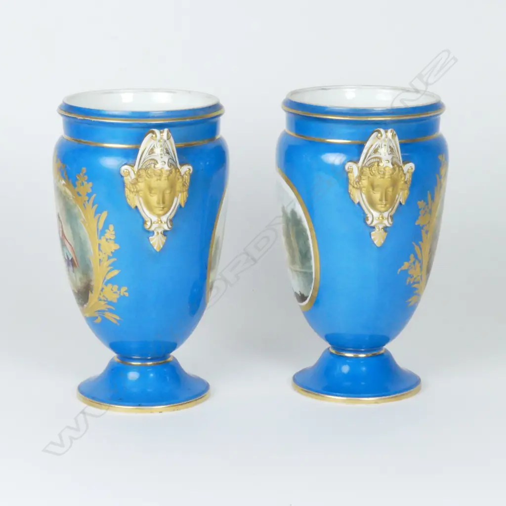 A pair of 19thC French Sèvres style porcelain urn vases Image 1++