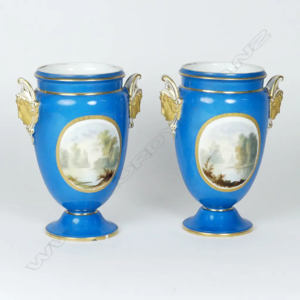 A pair of 19thC French Sèvres style porcelain urn vases Image 1++