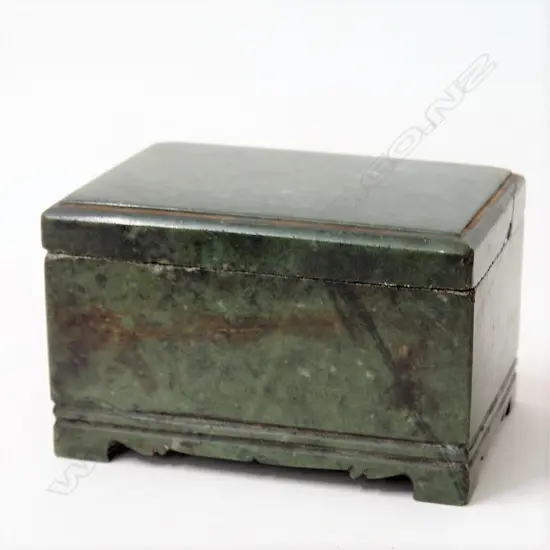 An old Chinese green stone lidded tea caddy