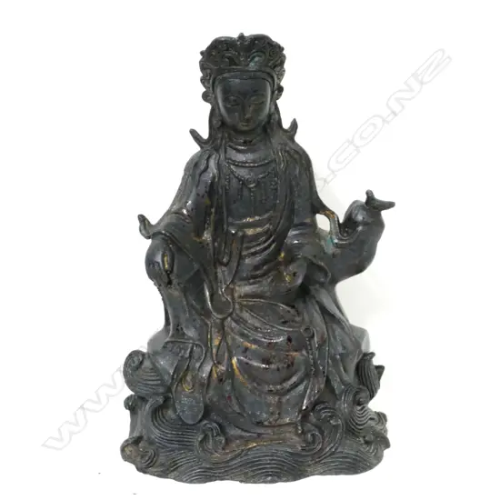 A Ming style Chinese bronze of a seated serene goddess