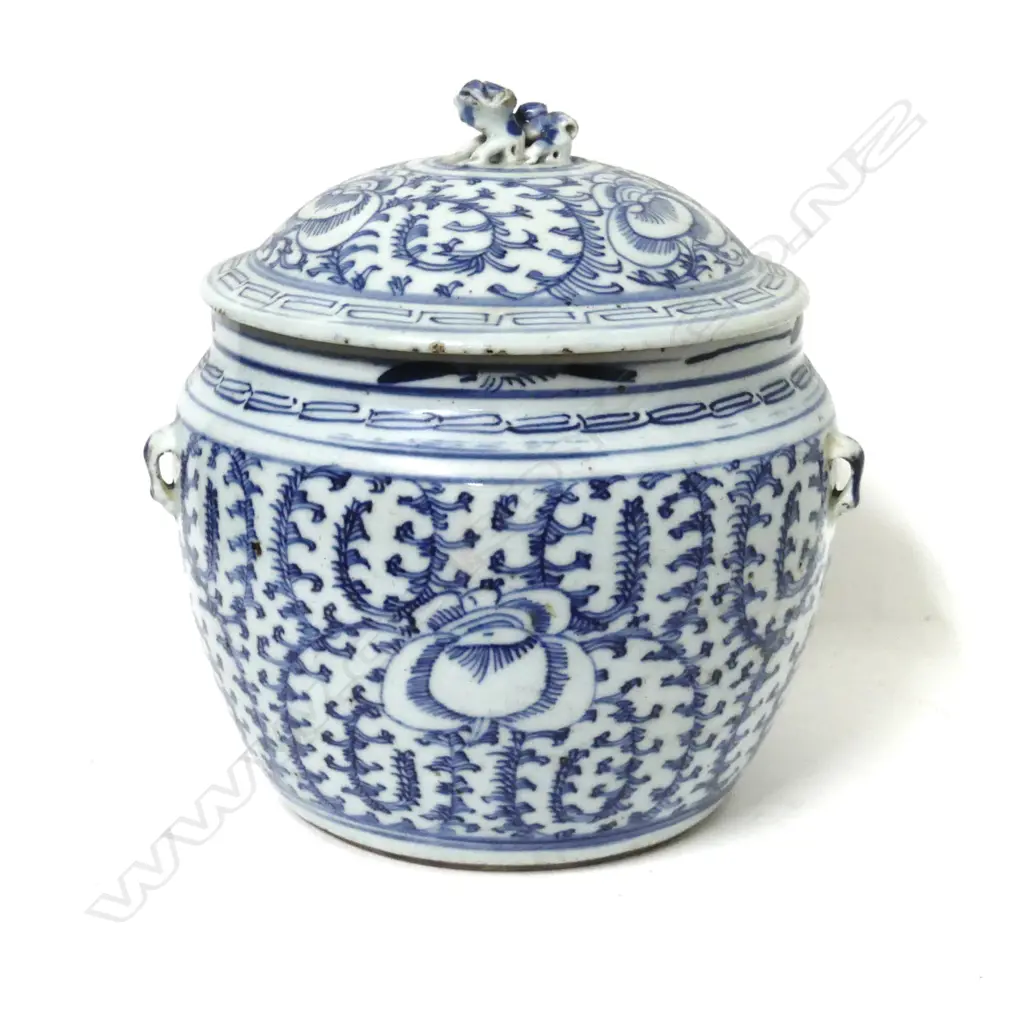 A Chinese blue and white porcelain large lidded jar Image 1++