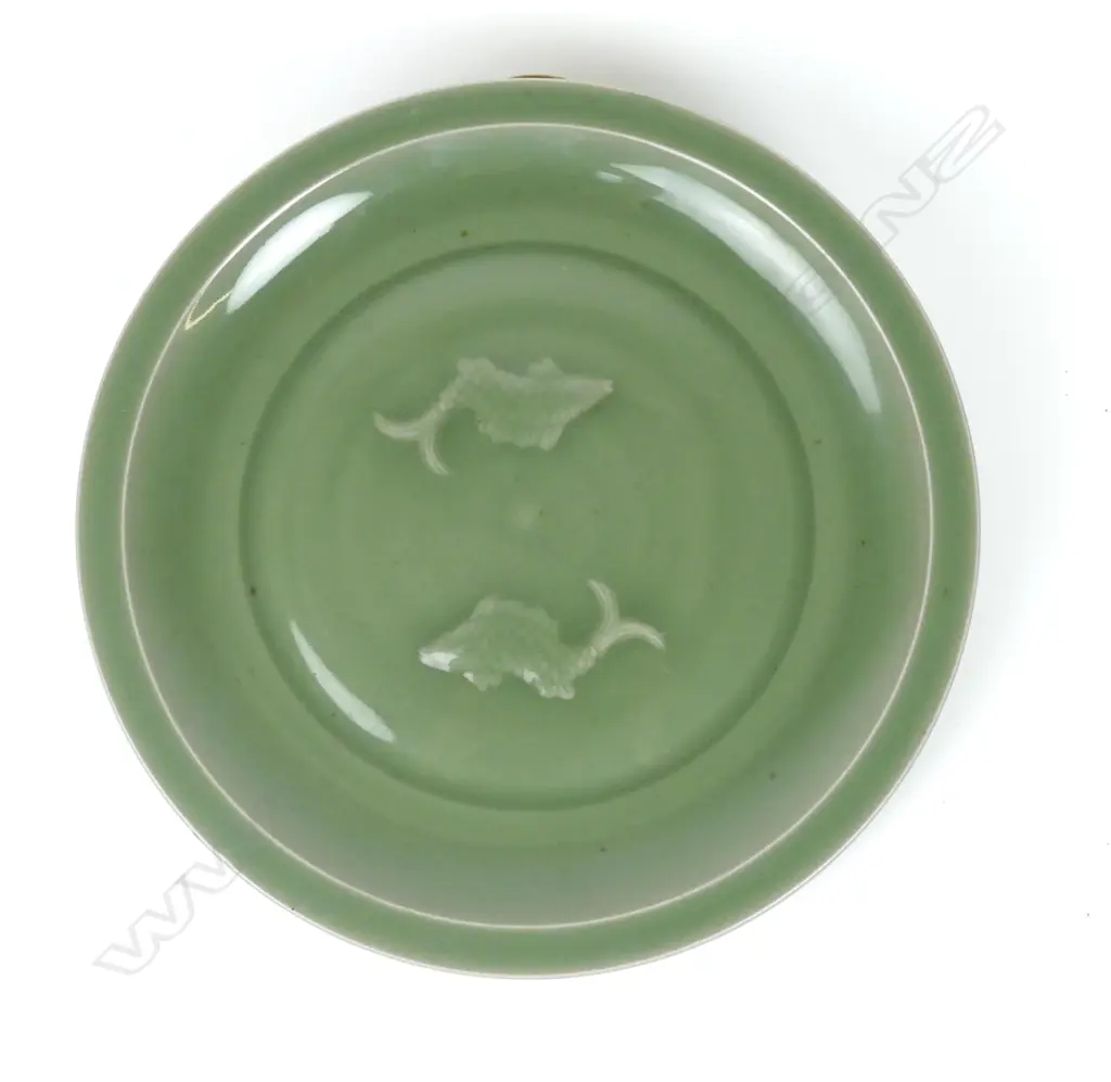 A Chinese celadon twin fish plate Image 1++