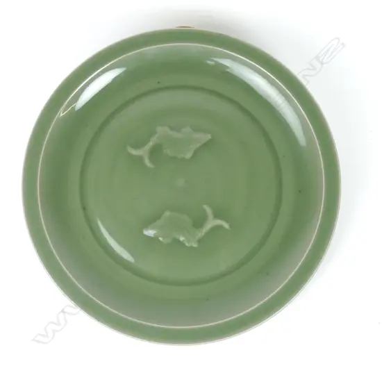 A Chinese celadon twin fish plate