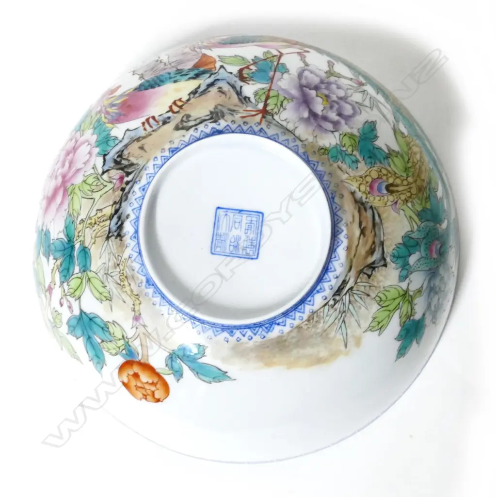 A Chinese fine eggshell porcelain polychrome decorated bowl Image 1++