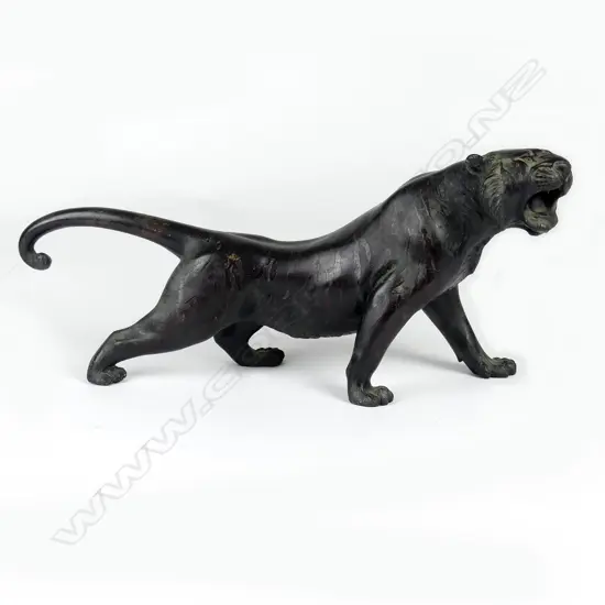 A fine Japanese Meiji period bronze of a tigress