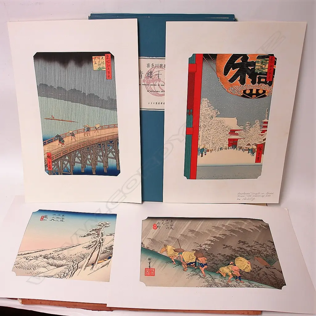 A collection of Japanese reprint woodblock prints Image 1++