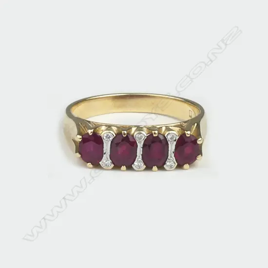 A 9ct. gold ruby and diamond ring