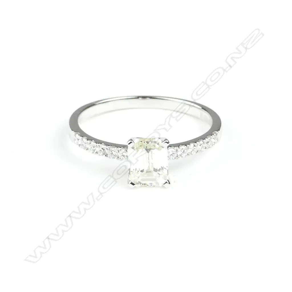 An 18ct. white gold and diamond solitaire ring Image 1++