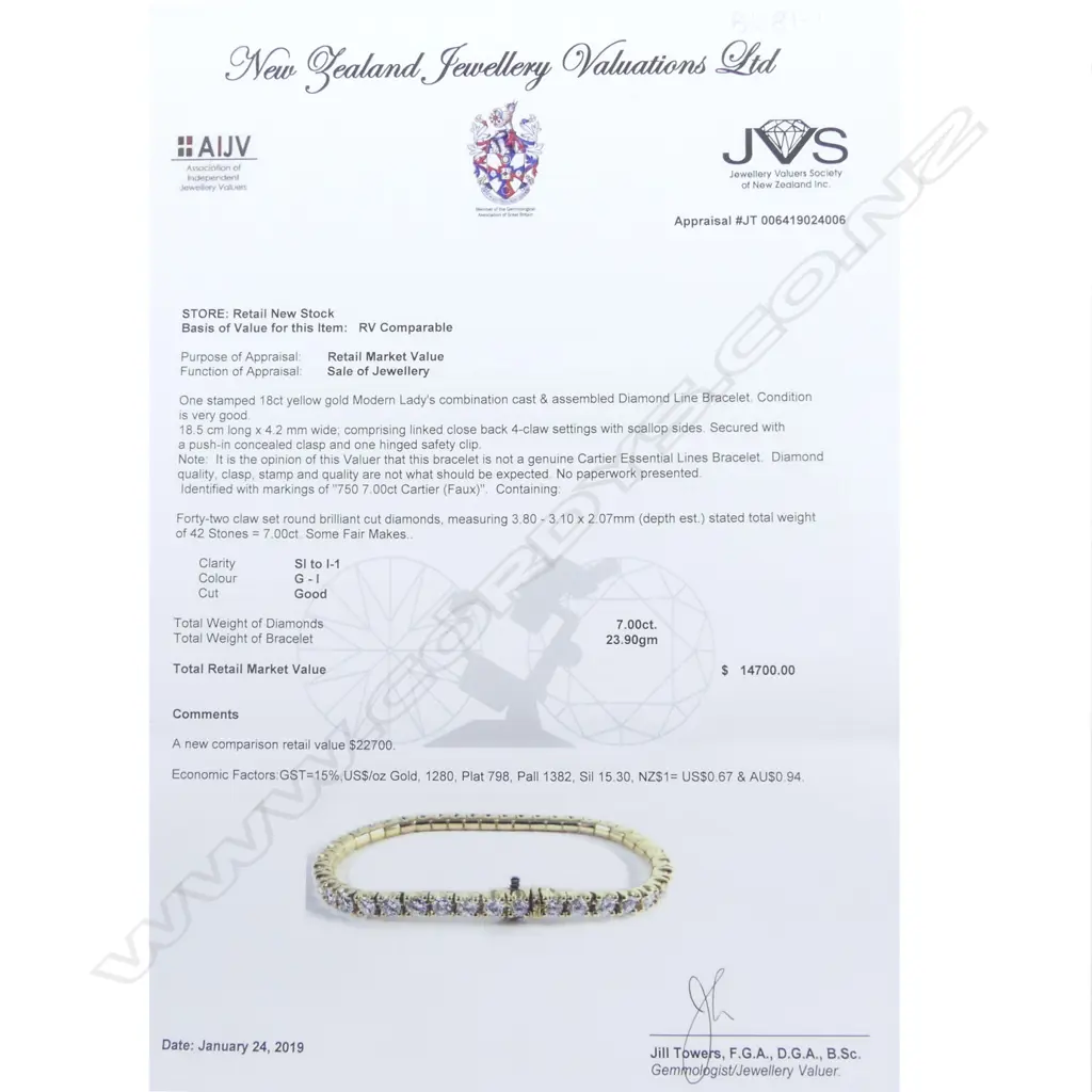 A Cartier 18ct gold and diamond tennis bracelet Image 1++