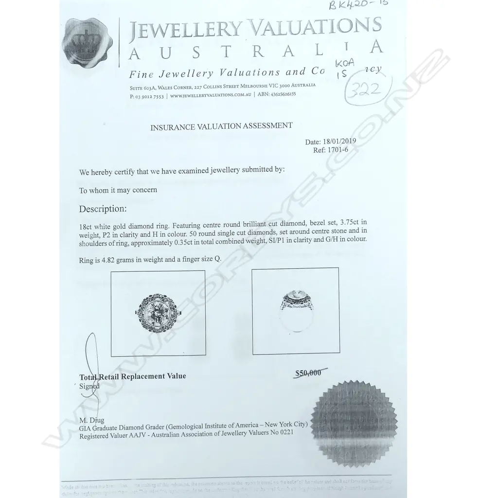 18ct white gold and diamond ring Image 1++