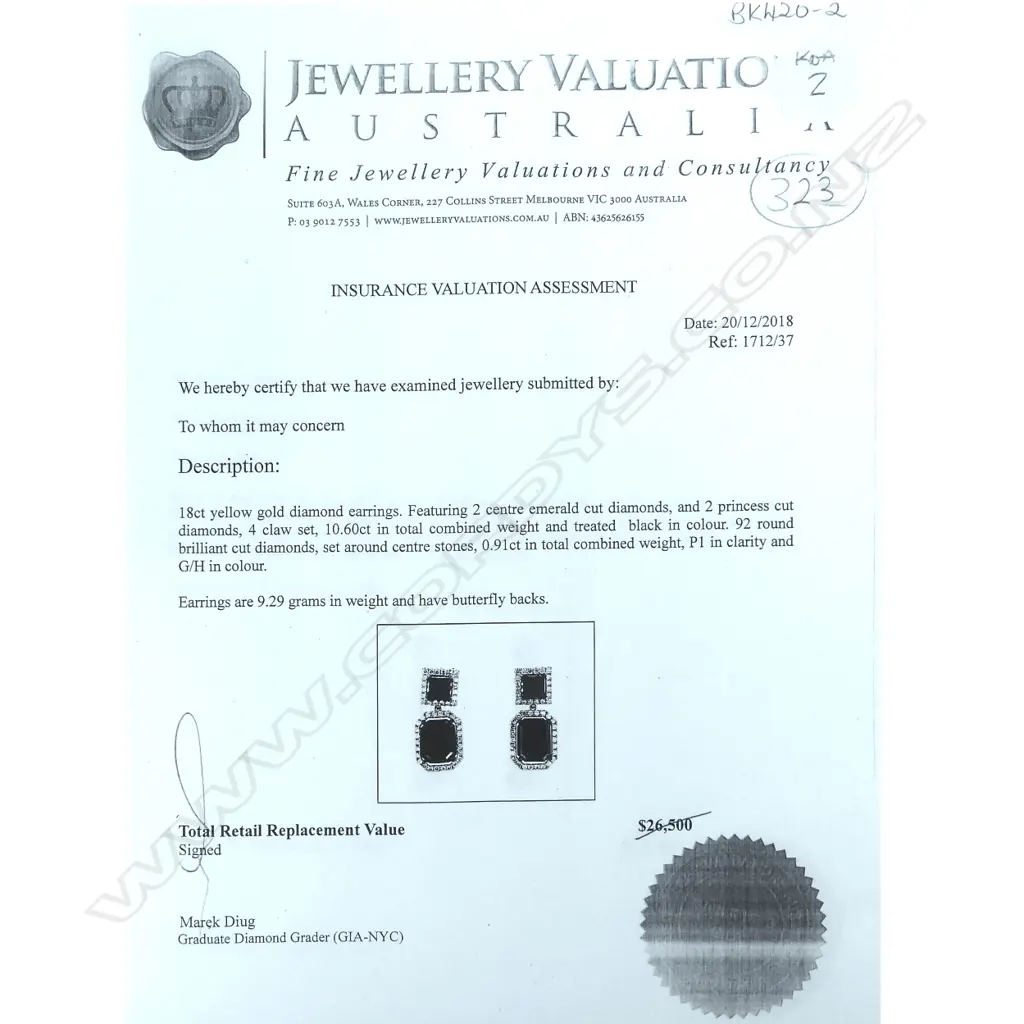 A pair of 18ct gold and diamond earrings Image 1++