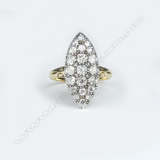 An early 20thC multi-diamond set marquise shape lady's dress ring