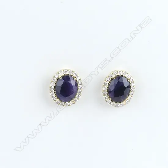 A pair of 18ct gold sapphire and diamond earrings