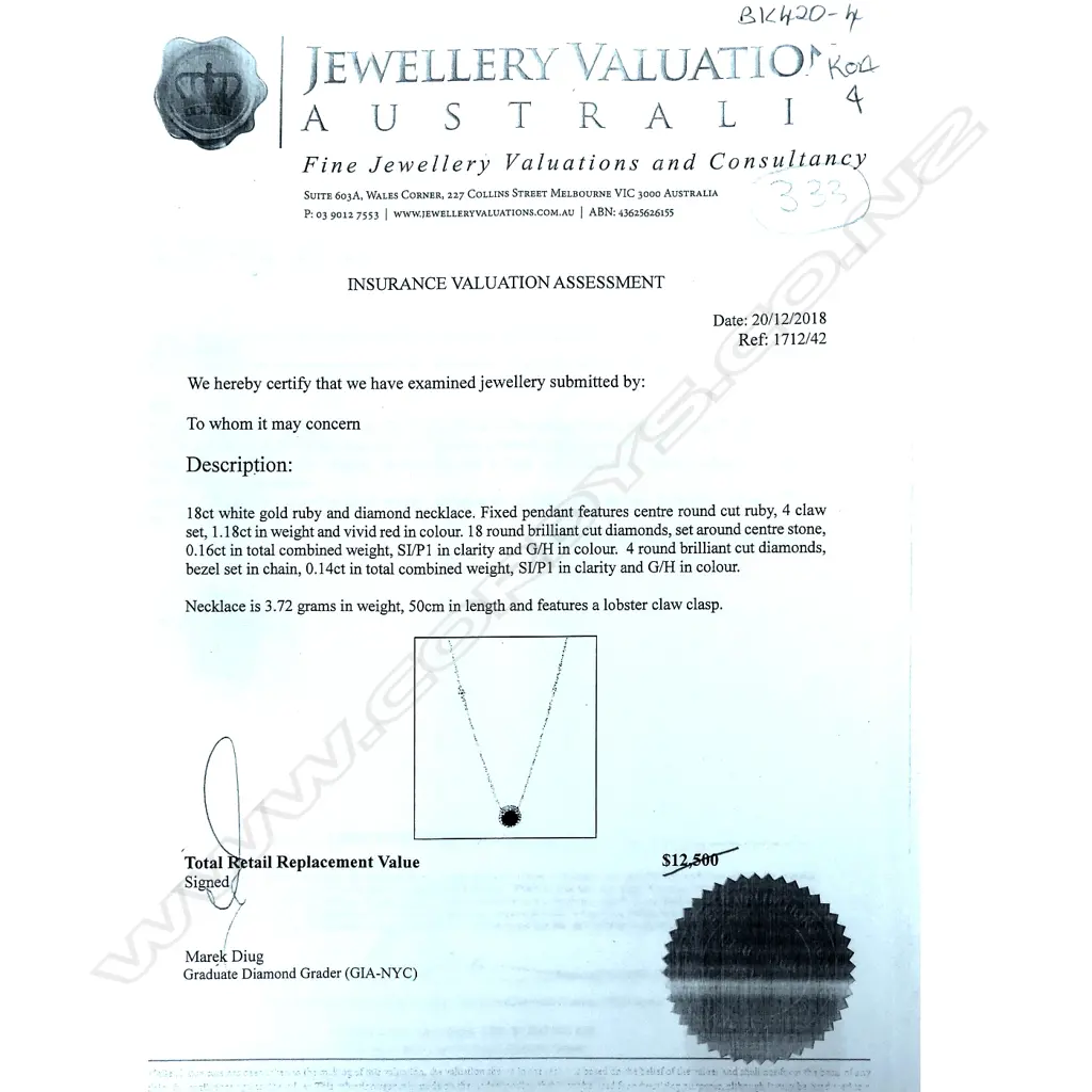 An18ct white gold ruby and diamond necklace Image 1++