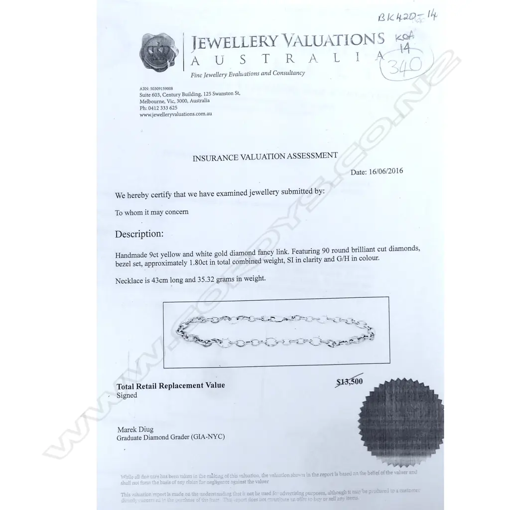 A 9ct yellow and white gold diamond set fancy link necklace Image 1++