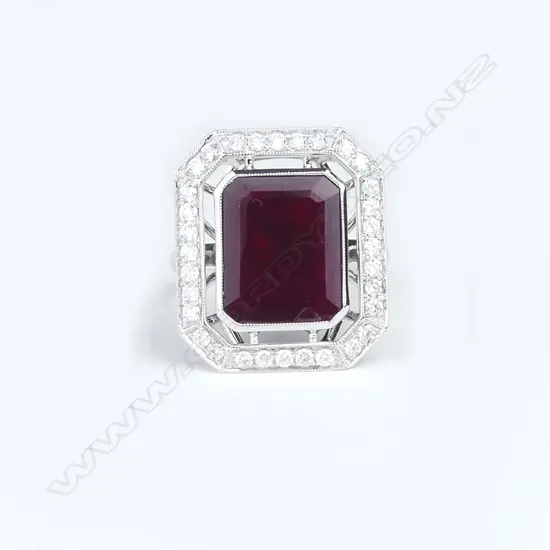 An 18ct white gold ruby and diamond dress ring