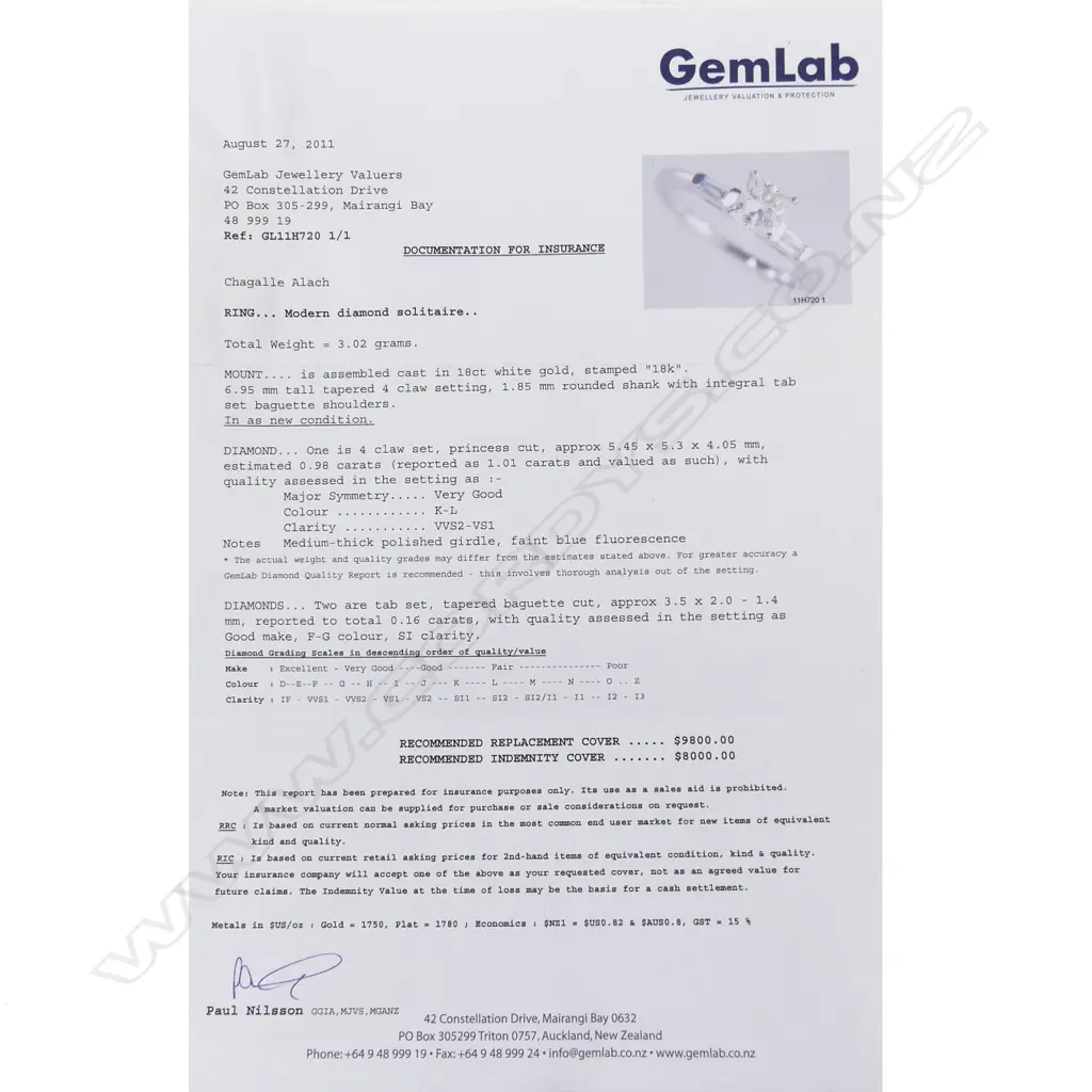 An 18ct white gold and diamond solitaire ring Image 1++