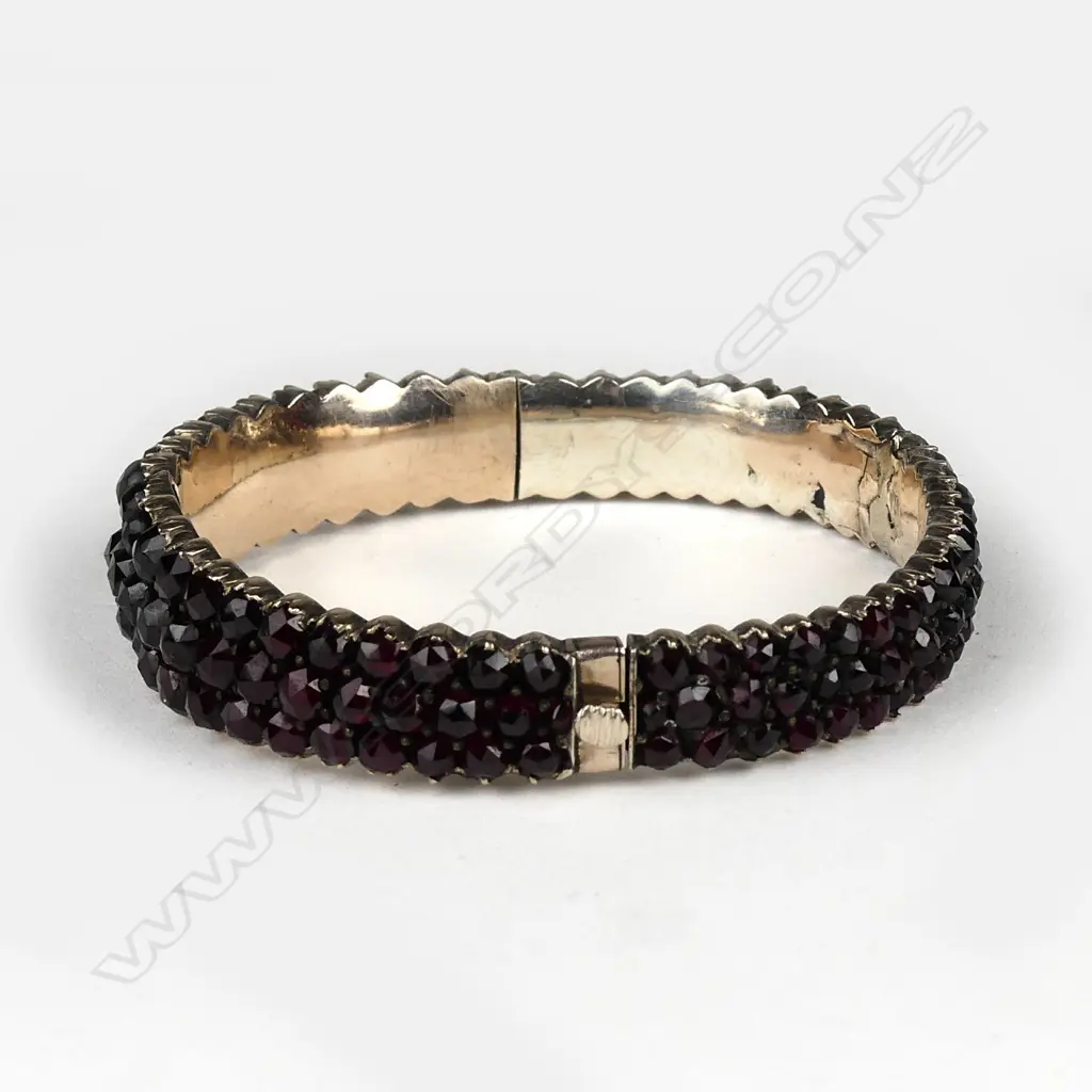 A vintage silver gilt Bohemian garnet bangle Image 1++