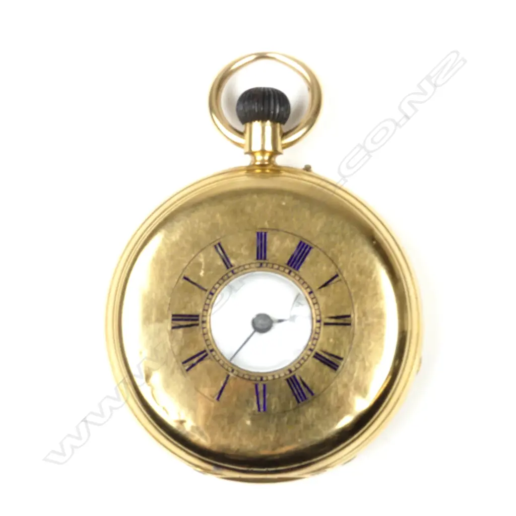 An 18ct gold cased half-hunter pocket watch by Dent Image 1++