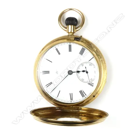 An 18ct gold cased half-hunter pocket watch by Dent