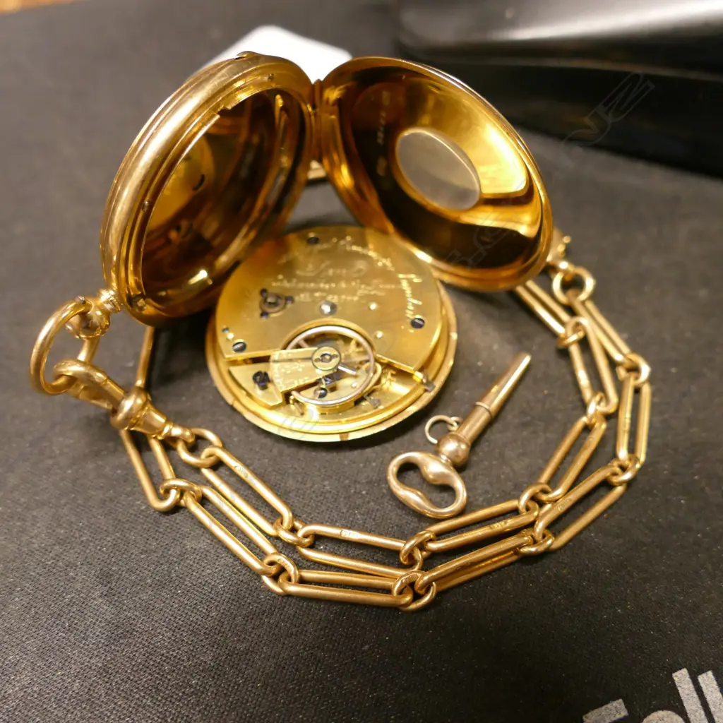 An early 20thC E. Dent & Co. 18ct. yellow gold half-hunter pocket watch Image 1++